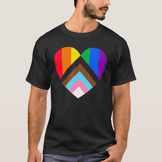 Heart Shaped Pride Flag Rainbow Lgbtq Pride Month T-Shirt (Front)