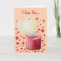heart shaped red candle with flame romantic
