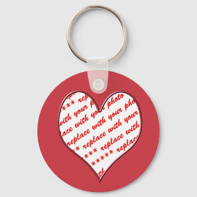 Heart Shaped Red Photo Frame Key Ring (Front)