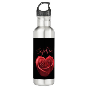 Heart Shaped Red Rose- 710 Ml Water Bottle