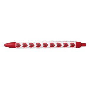 Heart-Shaped Red Rose Black Ink Pen