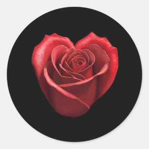 Heart Shaped Red Rose- Classic Round Sticker