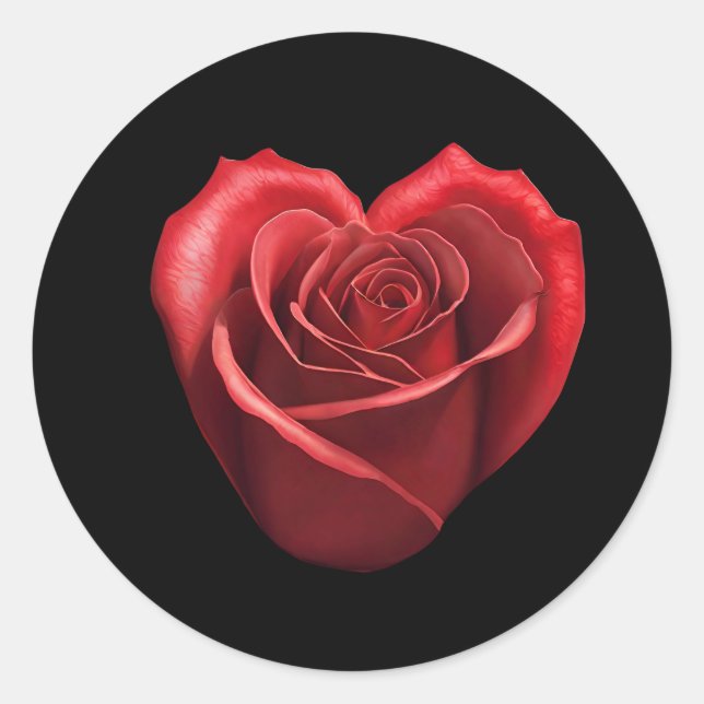 Heart Shaped Red Rose- Classic Round Sticker (Front)