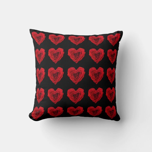 Heart-Shaped Red Rose Cushion (Front)