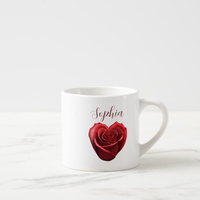 Heart Shaped Red Rose- Espresso Cup (Right)