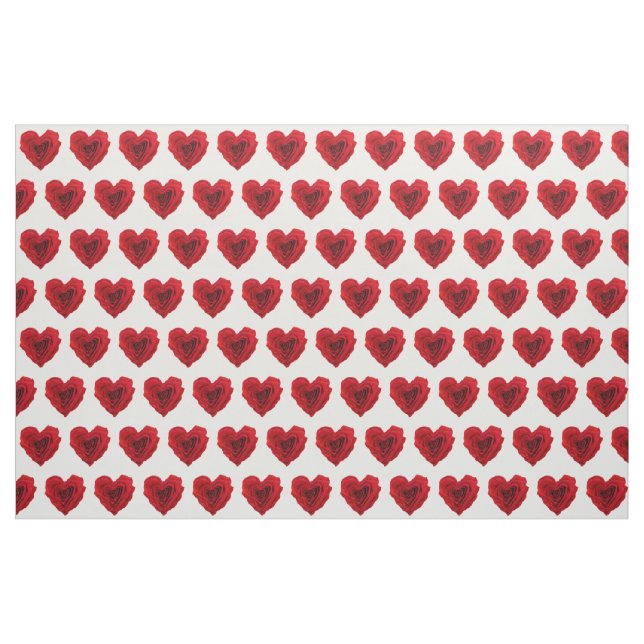 Heart-Shaped Red Rose Fabric (Yard)