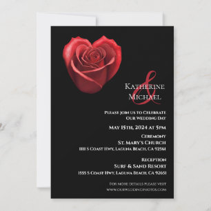 Heart Shaped Red Rose- Invitation