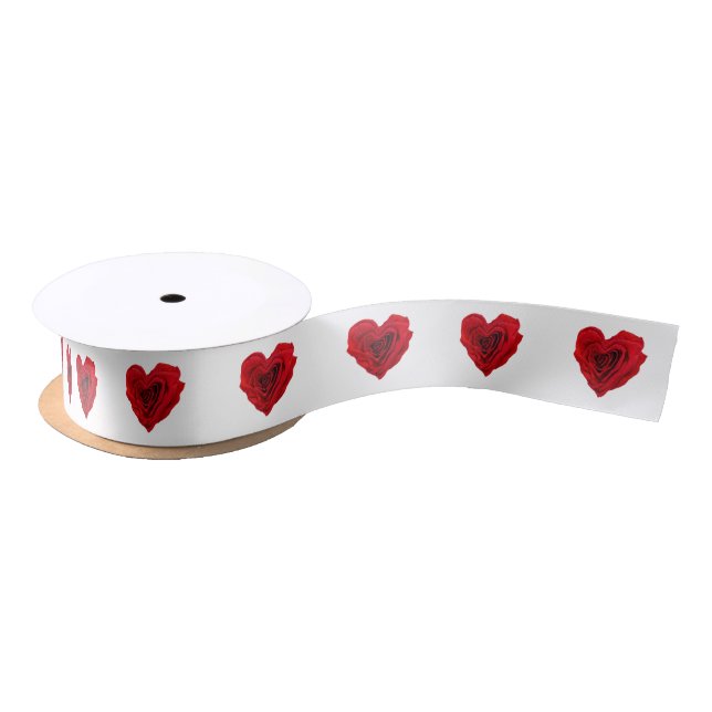 Heart-Shaped Red Rose Satin Ribbon (Spool)