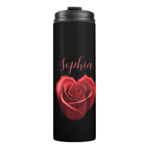 Heart Shaped Red Rose- Thermal Tumbler