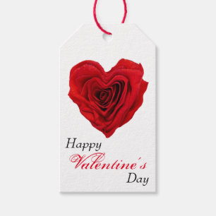 Heart-Shaped Red Rose Valentine's Day Gift Tags