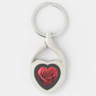 Heart Shaped Red Rose-Valentines Day- Key Ring
