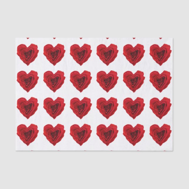 Heart-Shaped Red Rose Valentine's Day Tissue Paper (Front)