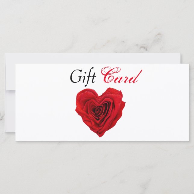 Heart-Shaped Red Rose Valentine's Gift Card (Front)