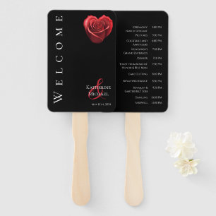 Heart Shaped Red Rose-Wedding- Hand Fan