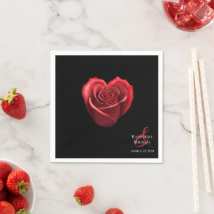 Heart Shaped Red Rose-Wedding- Napkin