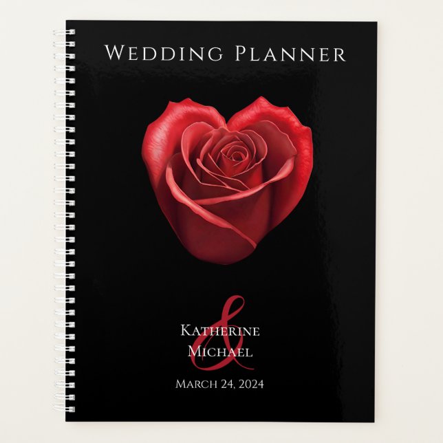 Heart Shaped Red Rose-Wedding-Planner Planner (Front)