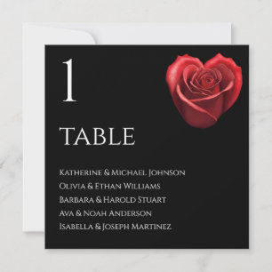 Heart Shaped Red Rose-Wedding Seating Chart- Invitation