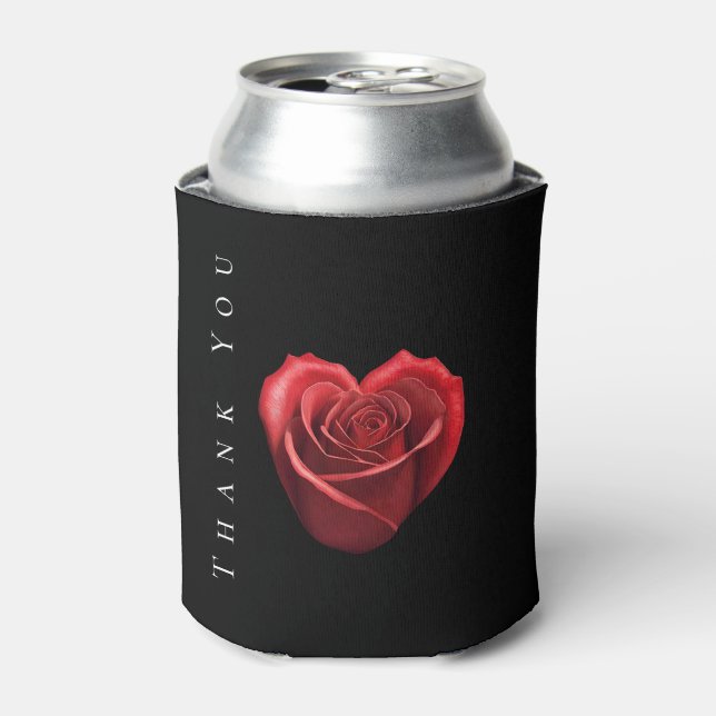 Heart Shaped Red Rose-Wedding-Thank You- Can Cooler (Can Front)