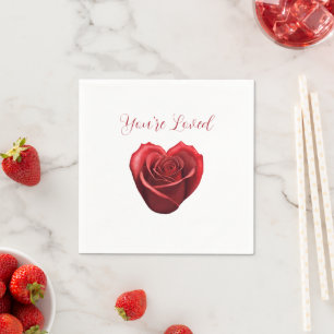 Heart Shaped Red Rose-You're Loved- Napkin