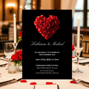 Heart Shaped Red Roses- Invitation