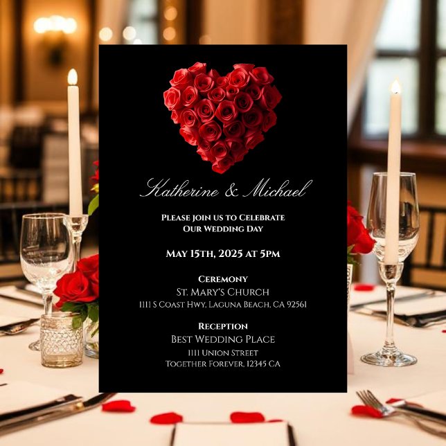 Heart Shaped Red Roses- Invitation (Heart Shaped Red Roses- Invitation)