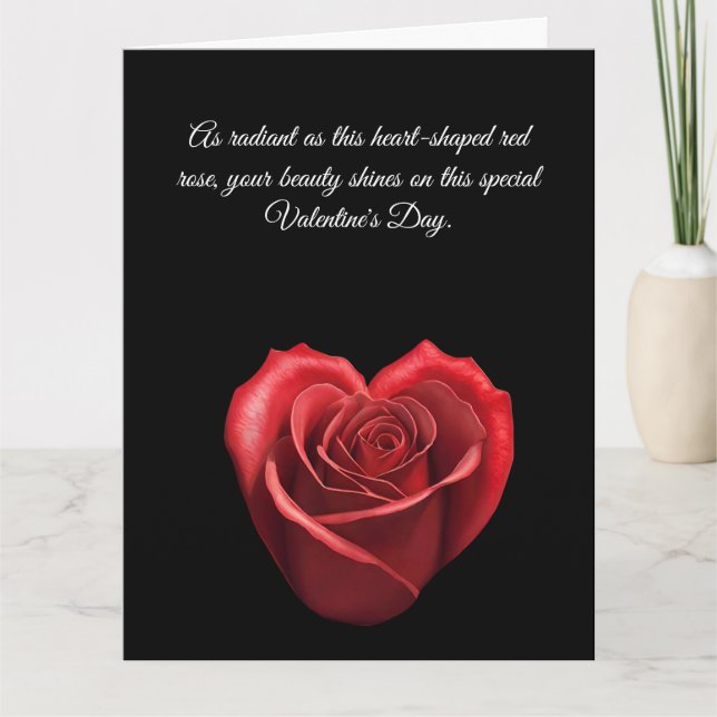 Heart Shaped Red Roses Valentines- Card (Front)