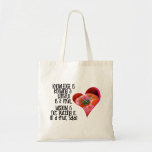 Heart Shaped Red Tomato Jokes Quotes Tote Bag