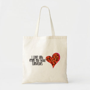 Heart Shaped Red Tomato Jokes Quotes Tote Bag