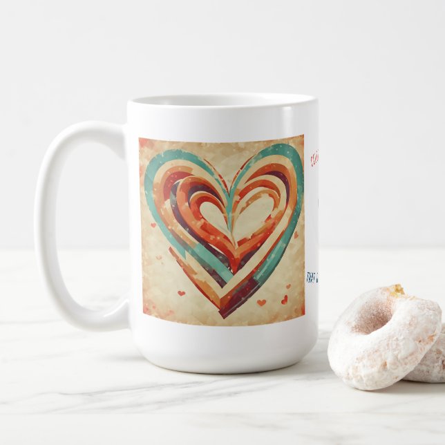 Heart-Shaped Retro  Coffee Mug (With Donut)