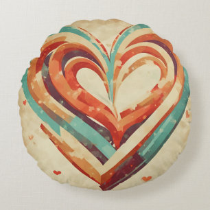 Heart-Shaped Retro Round Cushion
