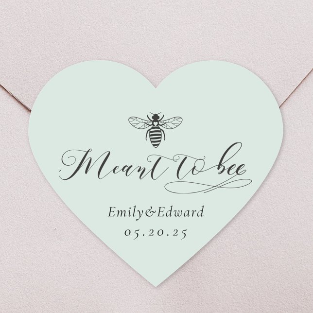Heart Shaped Sage Meant to Bee Wedding Heart Sticker (Creator Uploaded)