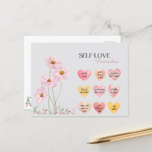 Heart Shaped Self-Love Affirmation Quotes Roses Holiday Postcard