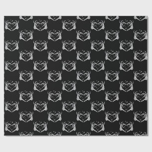 Heart Shaped Skeleton Hands Heart Wedding Wrapping Paper