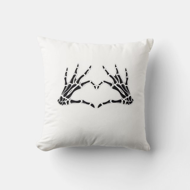 Heart-Shaped Skeleton Hands - Unique Art For Skele Cushion (Front)