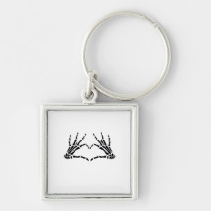 Heart-Shaped Skeleton Hands - Unique Art For Skele Key Ring