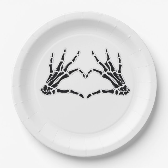 Heart-Shaped Skeleton Hands - Unique Art For Skele Paper Plate (Front)