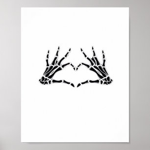 Heart-Shaped Skeleton Hands - Unique Art For Skele Poster
