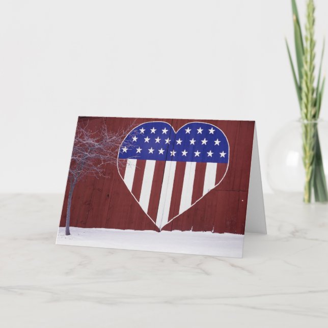 Heart-Shaped Stars and Stripes Holiday Card (Front)