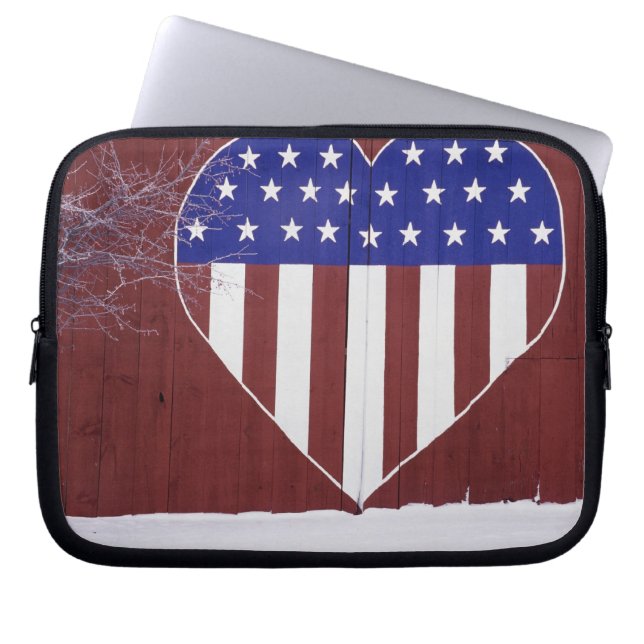 Heart-Shaped Stars and Stripes Laptop Sleeve (Front)