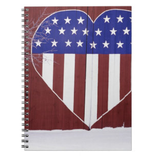 Heart-Shaped Stars and Stripes Notebook