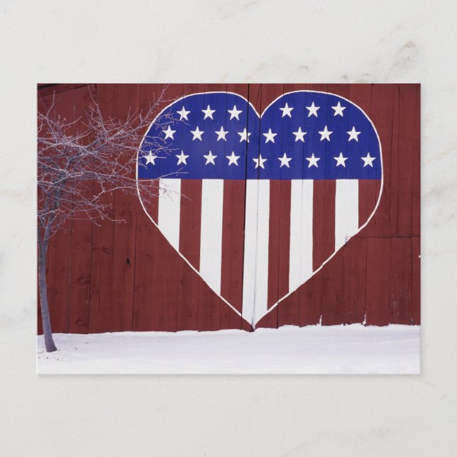 Heart-Shaped Stars and Stripes Postcard (Front)
