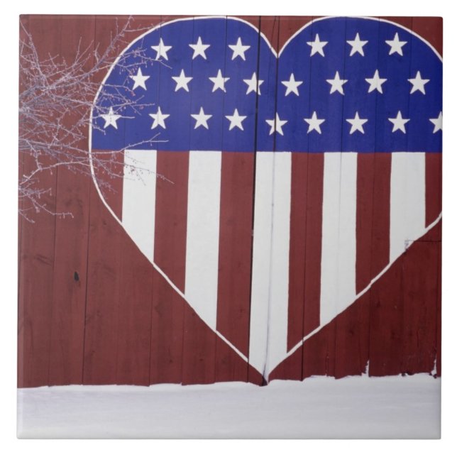 Heart-Shaped Stars and Stripes Tile (Front)