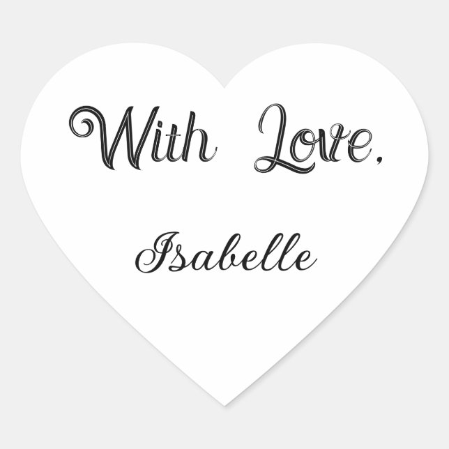 Heart-shaped sticker saying "With Love" (Front)