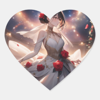 Heart Shaped Sticker's, Bride & Red Rose's Heart Sticker