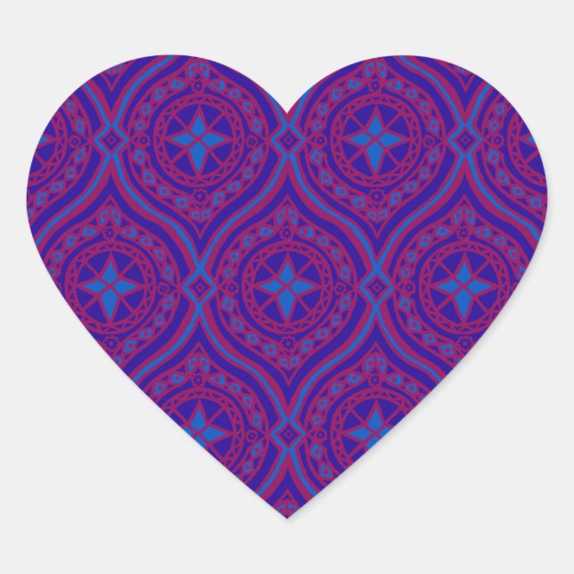 Heart-shaped Stickers, Purple and Blue Pattern Heart Sticker (Front)