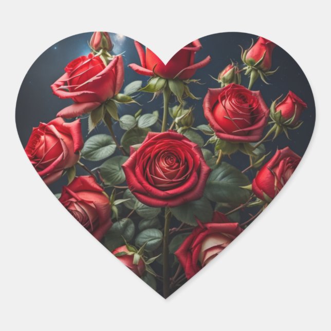 Heart Shaped Sticker's With Rose's Sticker (Front)
