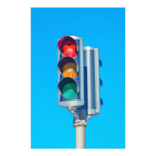 Heart-Shaped Stop Light, Akureyri, Iceland Photo Print