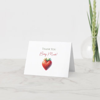 Heart Shaped Strawberry Thank You Card
