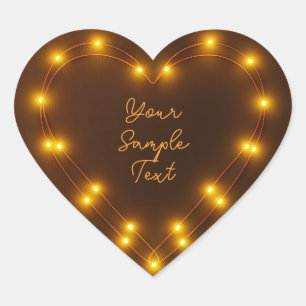 Heart Shaped String Lights Custom Text Design Sticker
