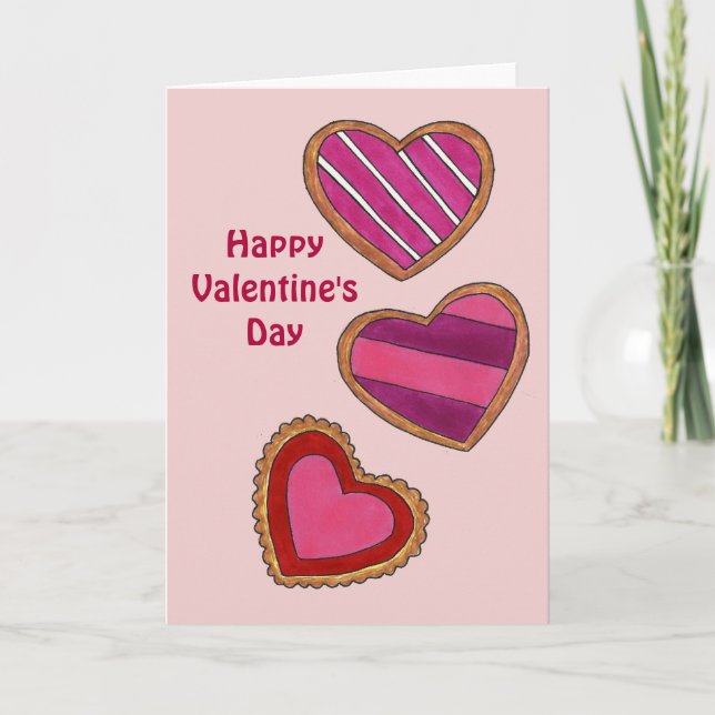 Heart-Shaped Sugar Cookies Valentines Day Love You Holiday Card (Front)